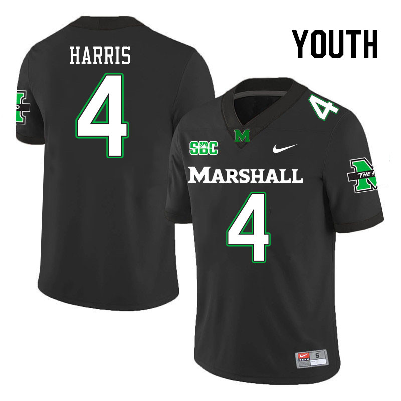 Youth #4 DeMarcus Harris Marshall Thundering Herd SBC Conference College Football Jerseys Stitched-B